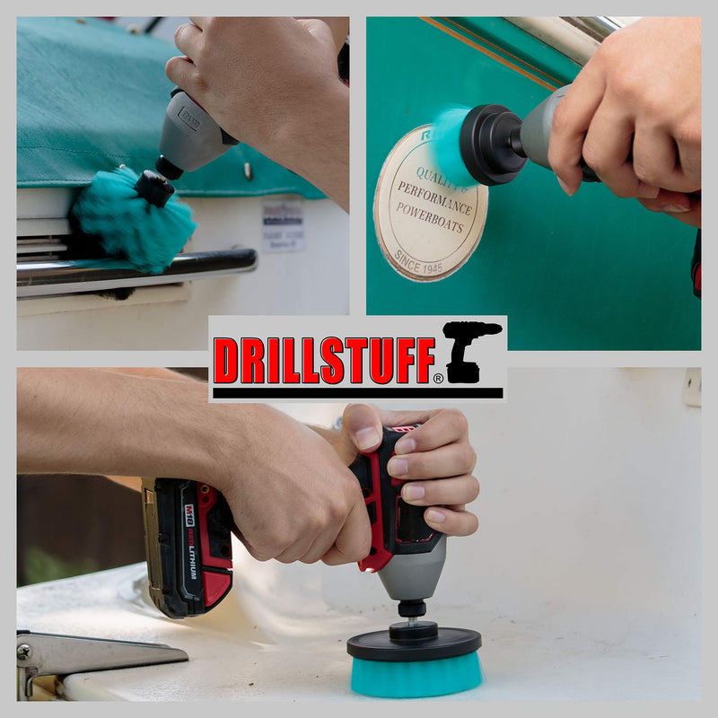 Aquatic Cleaning Supplies - Boat Cleaning Accessories - Hull Cleaning Brush Set - Boat Scrubbing Deck Brush - Spinning Drill Heads Brush Kit - Barnacle Removing Tool - Tank Cleaning Brushes - Aquatic Teal