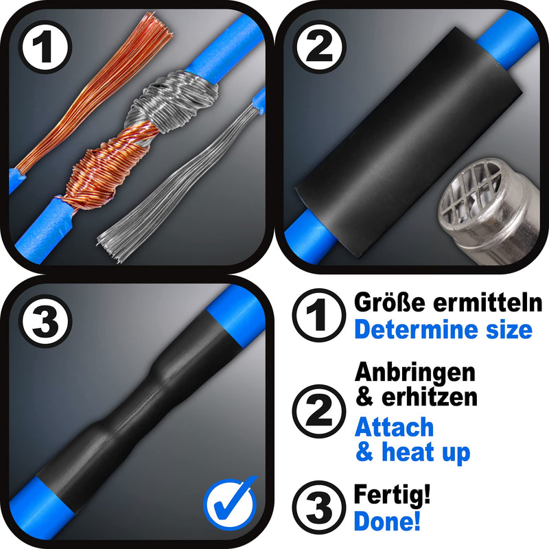 142-piece set 3:1 with adhesive heat shrink tubing assortment Set with total length of 8.3 m. Waterproof thanks to hot glue layer on the inside. By Isolatech., transparent | Unlabeled, 8.3 m total length, in a practical assortment box, hot glue layer f...