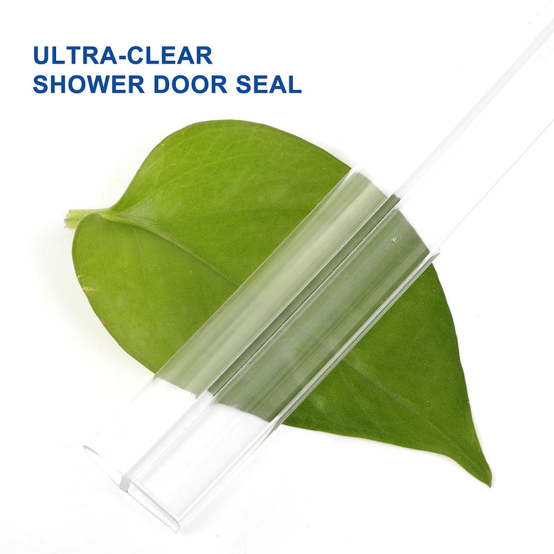 Frameless Shower Door Seal for 3/8" Thick Glass, 2 Pack x 78" U Glass Shower Door Side Seal Strip Bottom Seal Door Sweep, Ultra-Clear Polycarbonate, Stop Shower Leaks Create a Water Barrier 2PCS x 78" for 3/8" U (For Side of Sliding door)