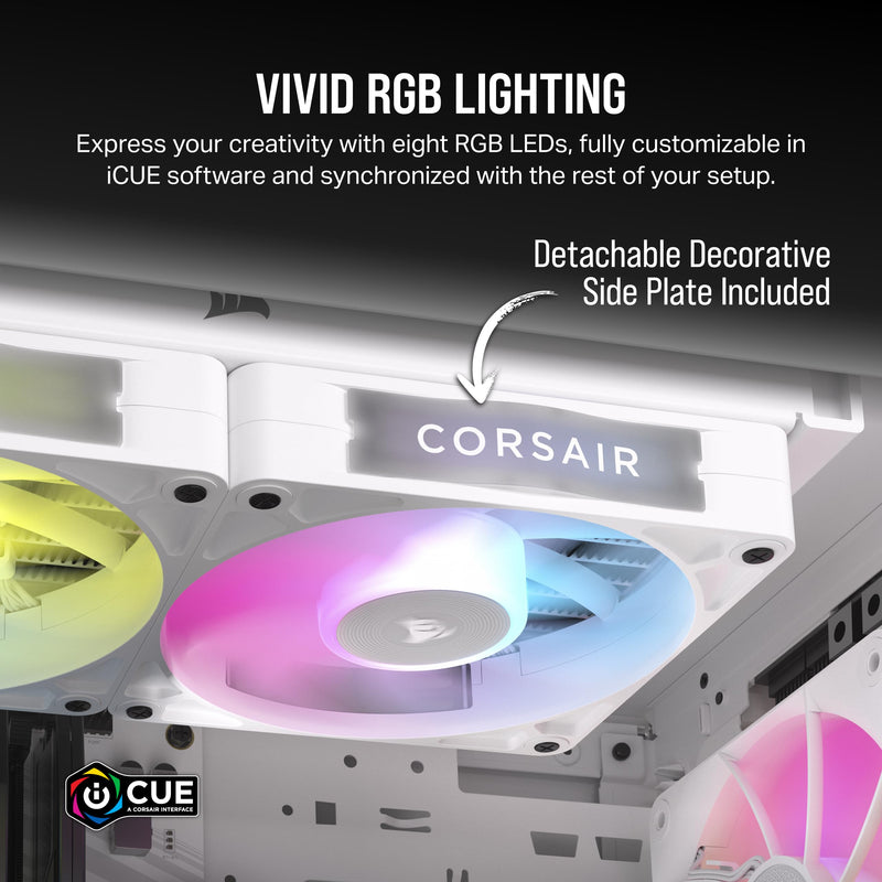 CORSAIR iCUE LINK RX120 RGB 120mm PWM Fan - Magnetic Dome Bearing - Single Fan - White 1 x 120mm