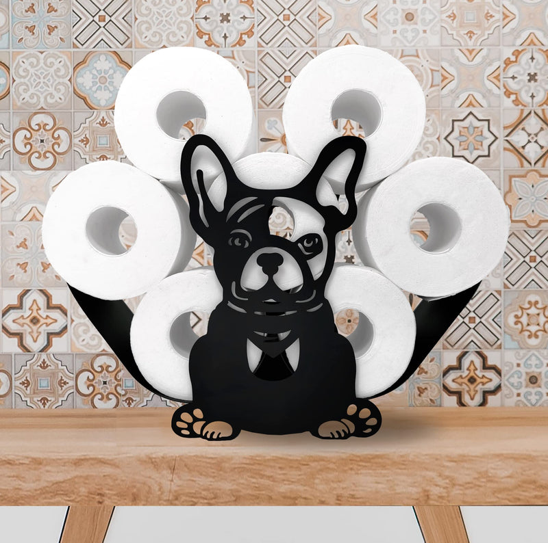 Metal Dog Paper Holders,Funny Black Animals Paper Storage Holders Stand for Indoor Bathrooms Kitchen,Novelty FreeStanding Toilet Rolls Storage Fit 8 Rolls,Practical and Convenient Dog 14.3"lx 4.7"wx9.7"h
