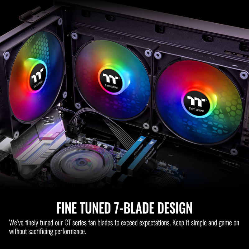 Thermaltake CT120 ARGB Sync PC Cooling Fan (2-Fan Pack), 5V Motherboard Sync, 16.8 Million Colors 9 Addressable LEDs, 120 mm Hydraulic Bearing Case/Radiator Fan, CL-F149-PL12SW-A Black 120mm
