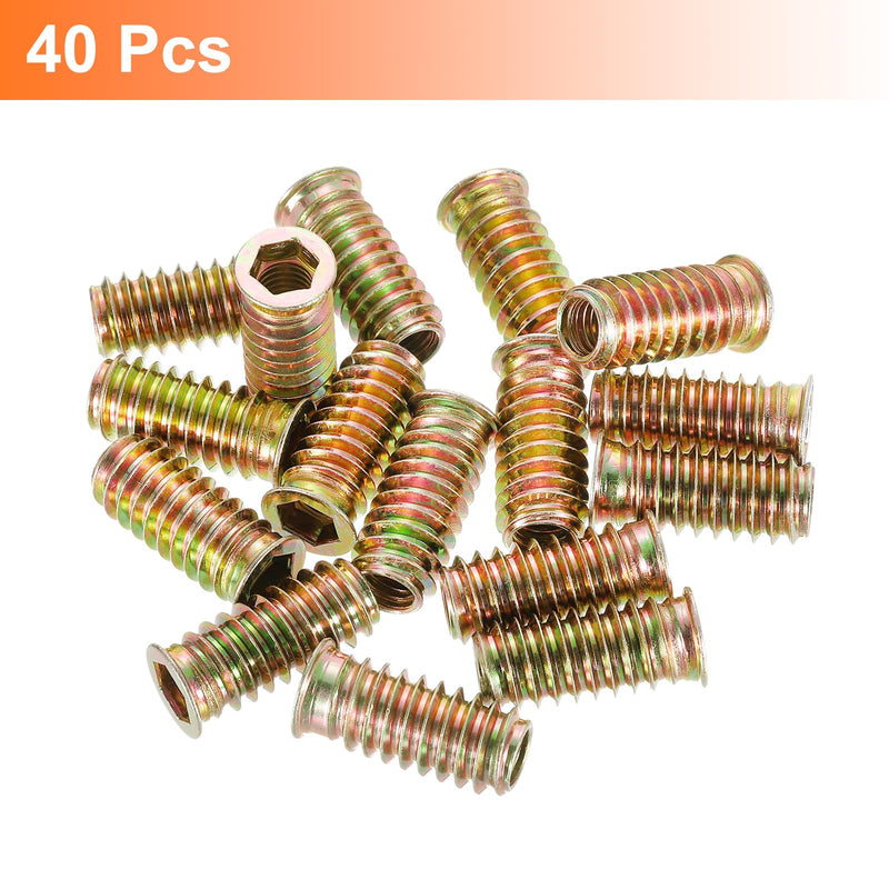 uxcell Wood Furniture M8x30mm Threaded Insert Nuts Interface Hex Socket Drive 40pcs 40