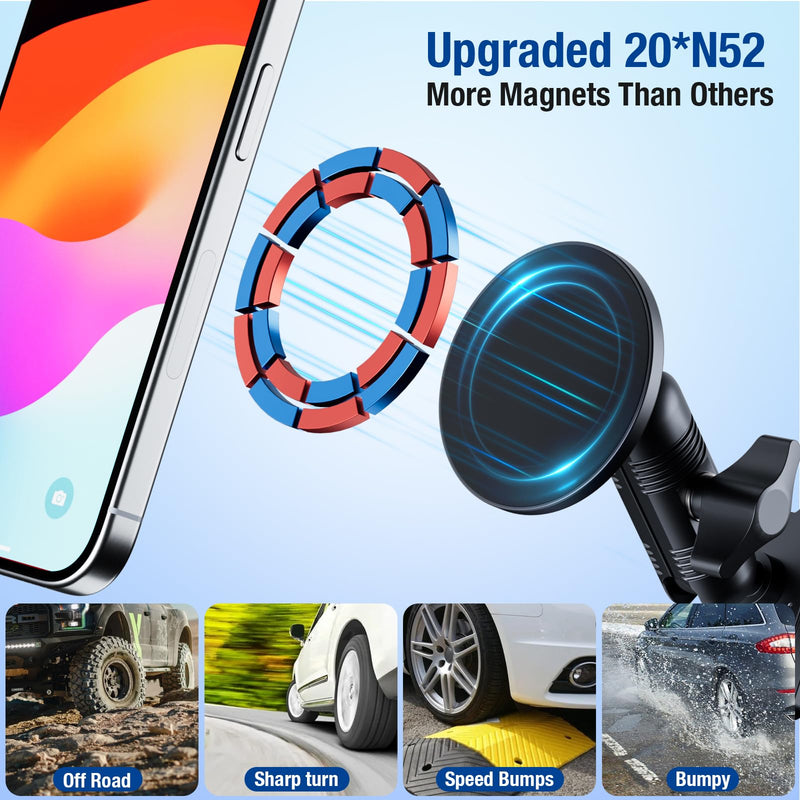 CNC Vent Phone Holder, Magnetic Air Vent Phone Holder Cradles Mount Compatible with F150 2015-2020 & Super Duty F250 F350 F450 2017-2021, Full Metal Bracket for Most CellPhones