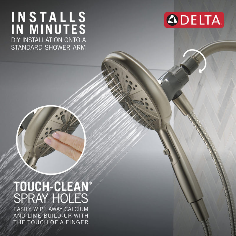 Delta Faucet 6-Spray SureDock Magnetic Shower Head with Handheld Spray, Brushed Nickel Shower Head with Hose, Showerheads & Handheld Showers, Handheld Shower Heads, Hand Shower, Stainless 75613-SN Satin Nickel