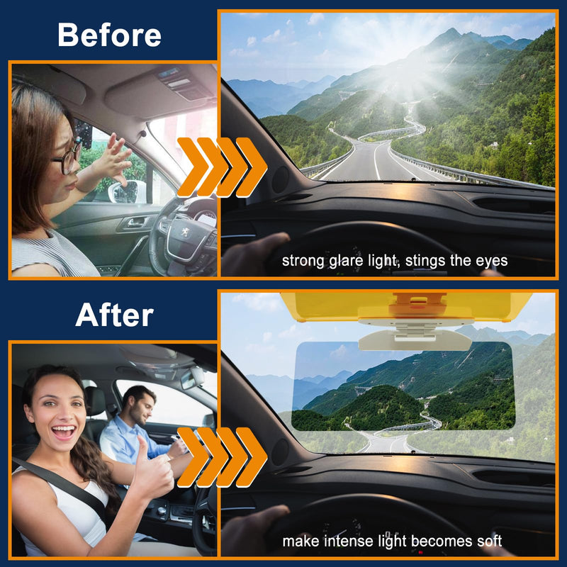 Sun Visor Extender for Car, Upgraded Anti-Glare Polarized Car Visor Extender Sun Blocker UV400, Universal Car Sun Visor Extension for Cars SUV Truck Grey&Yellow 02