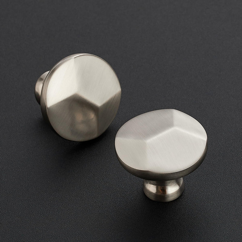 Ravinte 15 Pack Brushed Nickel Round Cabinet Hardware Knobs,Solid Zinc Alloy Single Hole Drawer Pulls Dresser Knobs for Kitchen,Bathroom Furniture