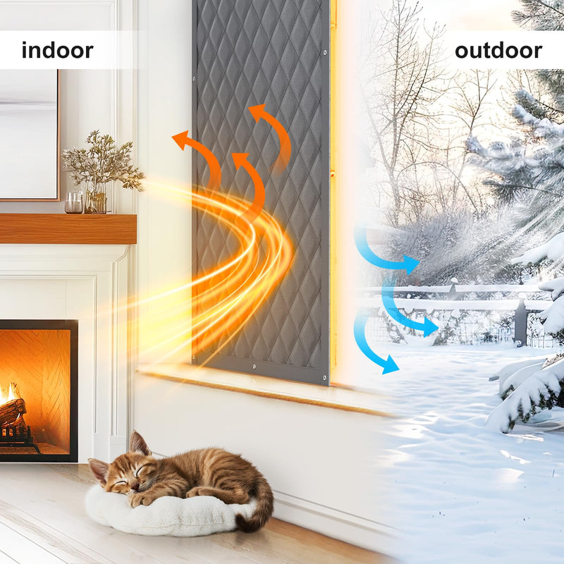 Thermal Window Cover for Winter,38" X 62" for Window Insulation for Summer Heat, Oxford Cloth Cotton Layer Window Sun Blocker to Keep Heat, Window Insulation Kit Fits Up to 3 x 5 Ft Window 38IN X 62IN Gray