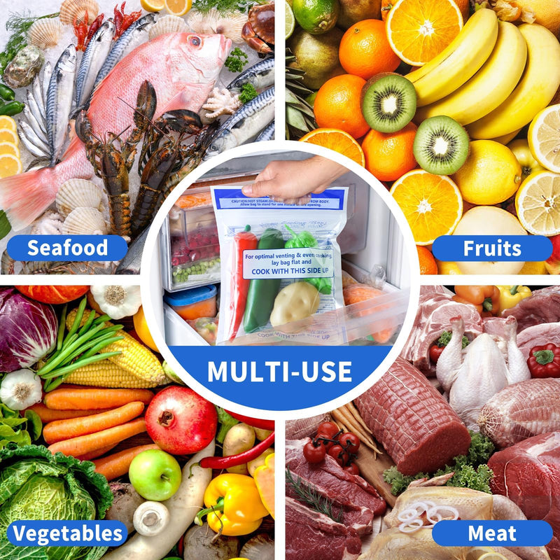 48 Pcs Microwave Steam Bags for Cooking 24 Medium and 24 Large Sizes Reusable Zipper Steamer Bags Microwave Steaming Bag for Vegetables Potatoes Meat Frozen Food (48) 48