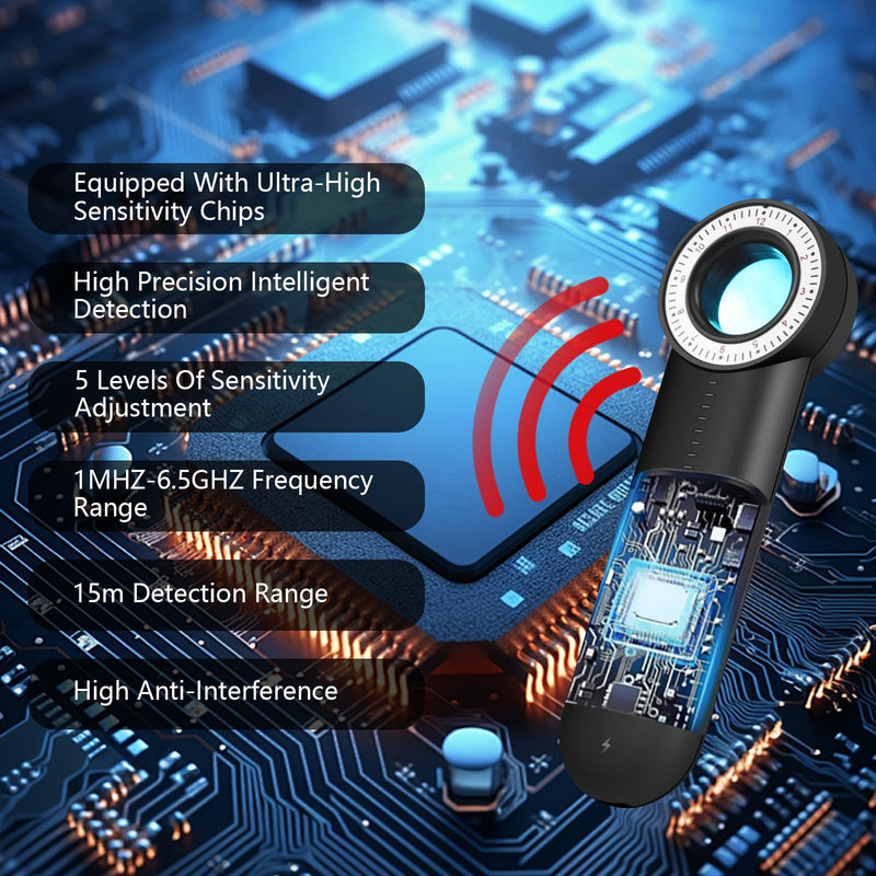 2025 Latest Upgraded Version Hidden Camera Detectors, 5 Levels Sensitivity Camera Detector Spy Camera Finder, Hidden Bug and Camera Detector, GPS Tracker Detector for Car, Home, Travel, Hotel, Office