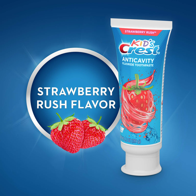 Crest Kid's Cavity Protection Fluoride Toothpaste, Strawberry Rush, 4.2 Ounce (Pack of 3) Strawberry Toothpaste