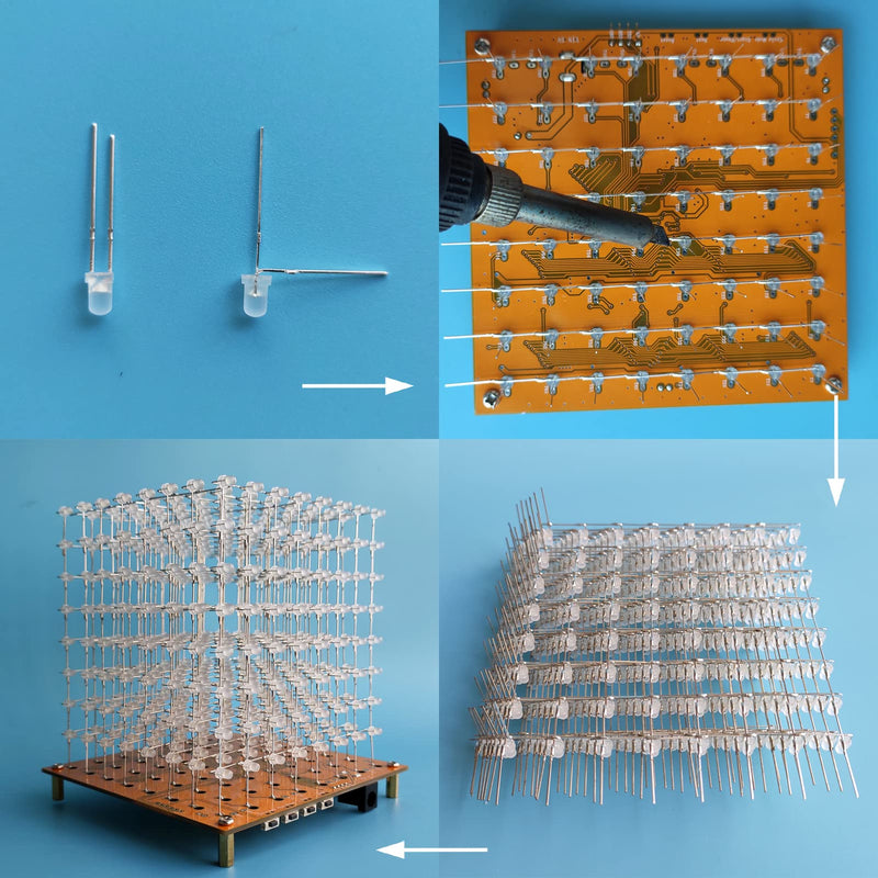 Mini 3D LED Cube DIY Electronics Kit Soldering Project Kit (3D8MINI-MULTI-KIT) 3d8mini Multi Kit