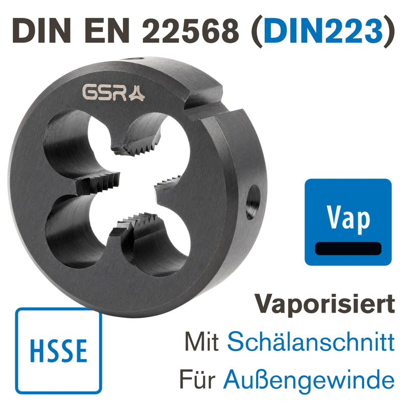 GSR Professional Threading Die for External Thread, HSSE-VAP M Form B, Heat Resistant, Wear-Resistant, Better Adhesion of Cutting Oil and Long Service Life, Metric, M4