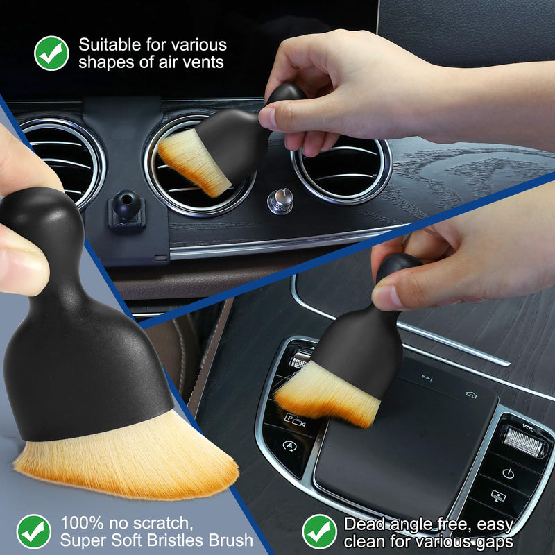 Car Interior Detailing Duster Brush Cleaning Gel Kit, Soft Dash Vent Dusting Car Slime Putty Detail Brushes Cleaner Accessories Essentials Supplies Tools for Auto,Truck,SUV,RV