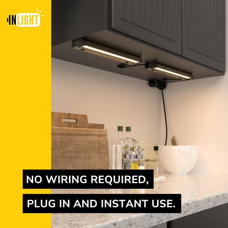 GETINLIGHT 16-inch Swivel LED Under Cabinet Lighting, 2 Color Levels, 2700K/4000K, Dimmable with Wall Dimmers, Plugged-in Only, Bronze Finished, IN-0109-4-BZ 16 Inch