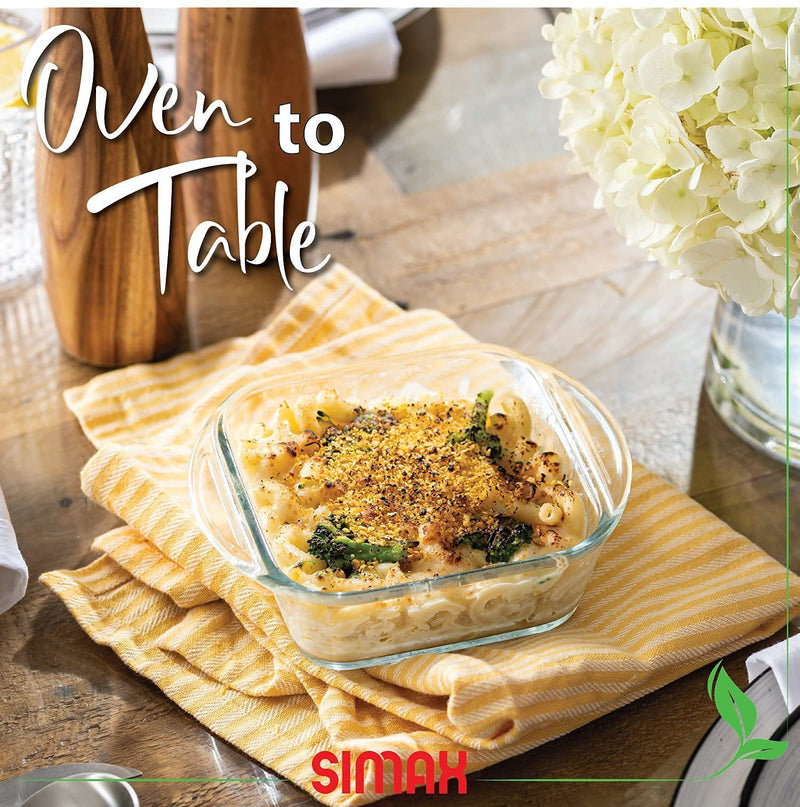 Simax Casserole Dish For Oven, 10 Ounce Mini Glass Baking Dish With Lid, Small, Personal Sized Bakeware and Cookware, Great for Storage, Microwave, Oven, And Dishwasher Safe Borosilicate Glass Dish