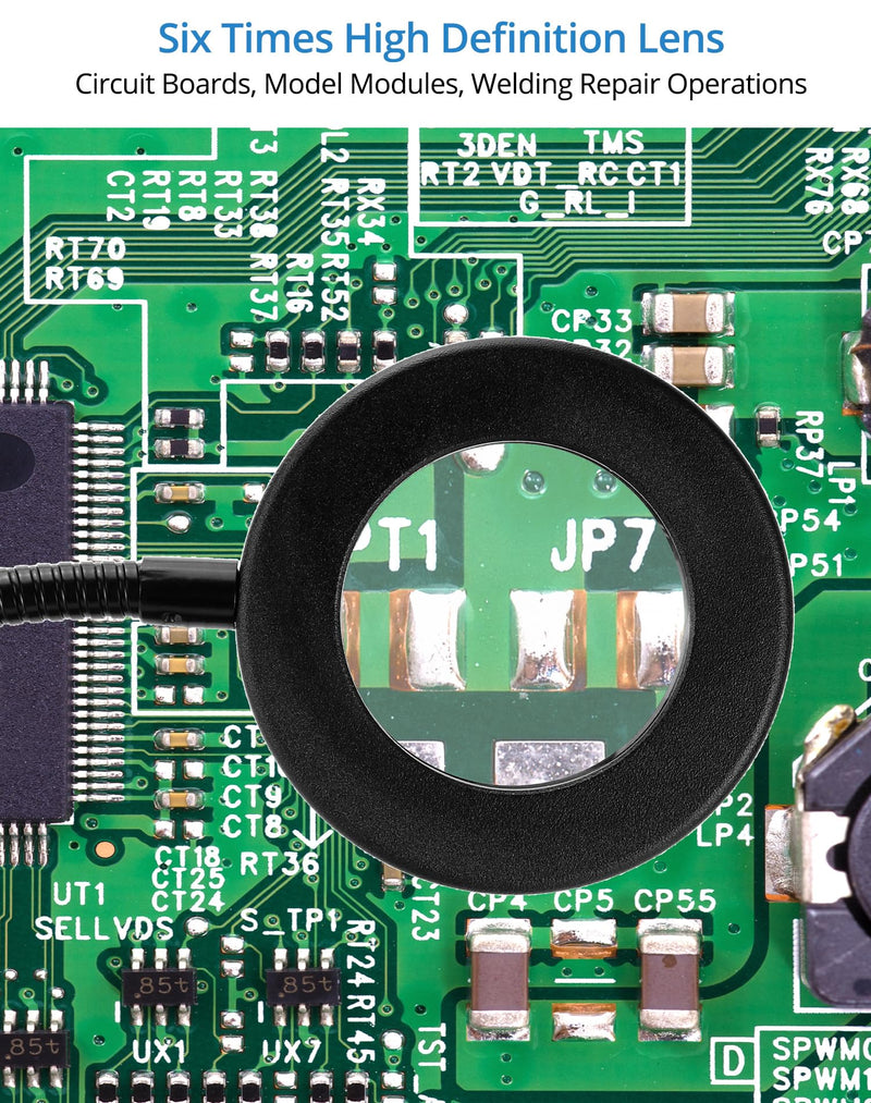 QWORK® Third Hand Soldering, with 6X LED Magnifying Lamp, 4 Soldering Helping Arms, 4 PCB Columns