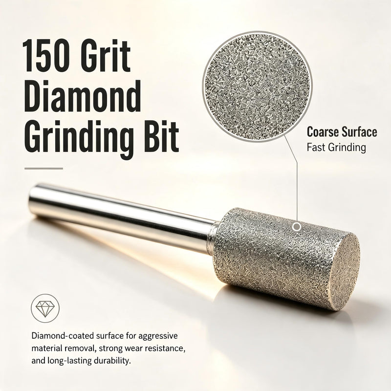 12 Diamond Burr 150 Grit Diamond Cutter with 3mm Shank Accessories Rotary Tool for Engraving, Carving, Gemstones, Grinding and Polishing on Stone, Glass, Ceramic and Jade