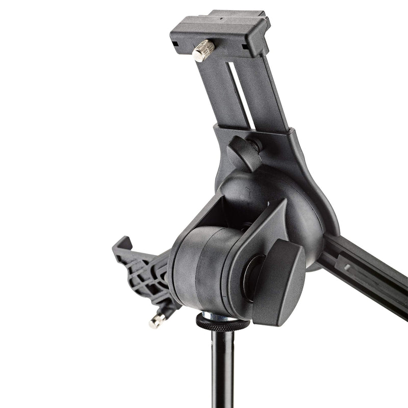 K&M - Konig & Meyer 19790.516.55 - Universal Tablet iPad Holder for Mic Stand - Switch Landscape to Portrait - Professional Grade for all Musicians - Studio or Remote Home Use - German Made - Black Standard Packaging