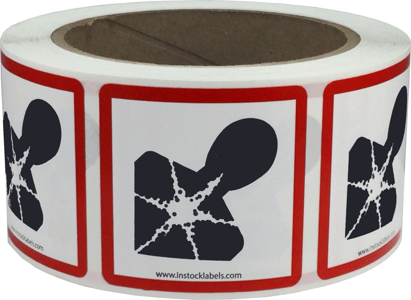GHS Pictogram Labels Health Hazard, 2 x 2 Inch Square Hazard Stickers, 500 Total Adhesive Labels on a Roll for Chemical Safety, GHS Compliance, and Workplace Labeling – Made in the USA