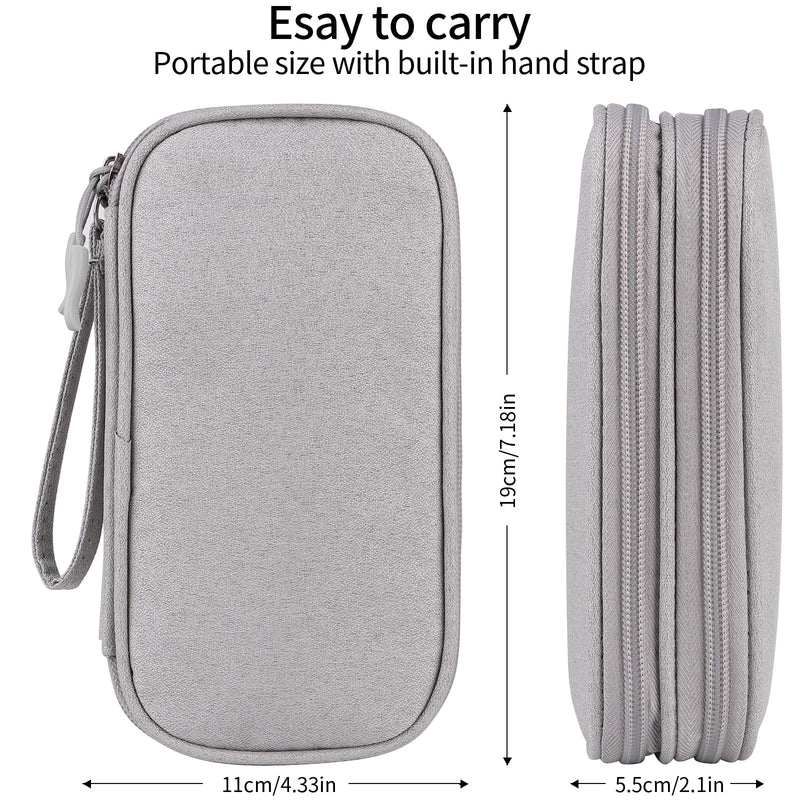 JIAKAI Travel Cable Organizer,Electronics Accessories Organizer Bag,Electronic Organizer Travel Universal Cable Organizer Electronics Accessories Bag for Cable, Charger, Phone (Double Layer -Grey) Double Layer -Grey