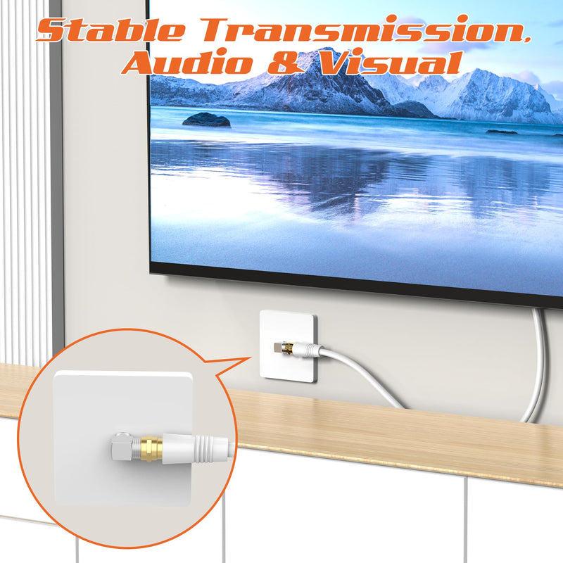 2FT RG6 Coaxial Cable, TV Coax Cable Cord Extender, Gold Plated Connectors, RG6 Compatible for Cable Modems, Cable Box, Digital Router, With F Connector and 90 Degree Angled Male to Female Adapter 2FT