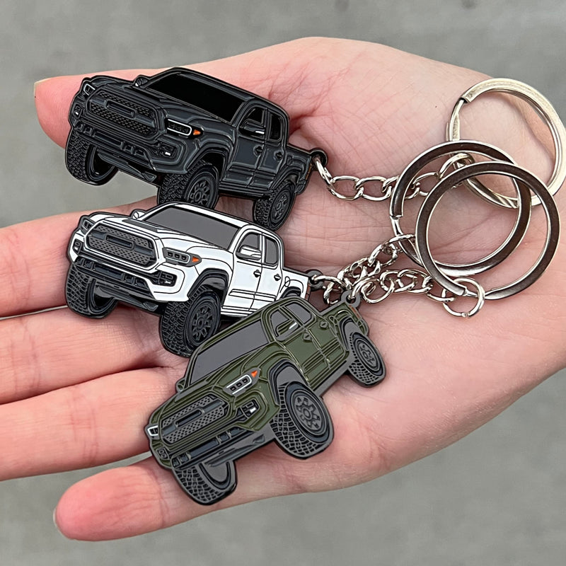 Tacoma Keychain - Tacoma Accessories 2016-2022 mods 2023 2024 Cool Key Chain Fob Cover 3rd gen Toy Truck Magnetic Gray