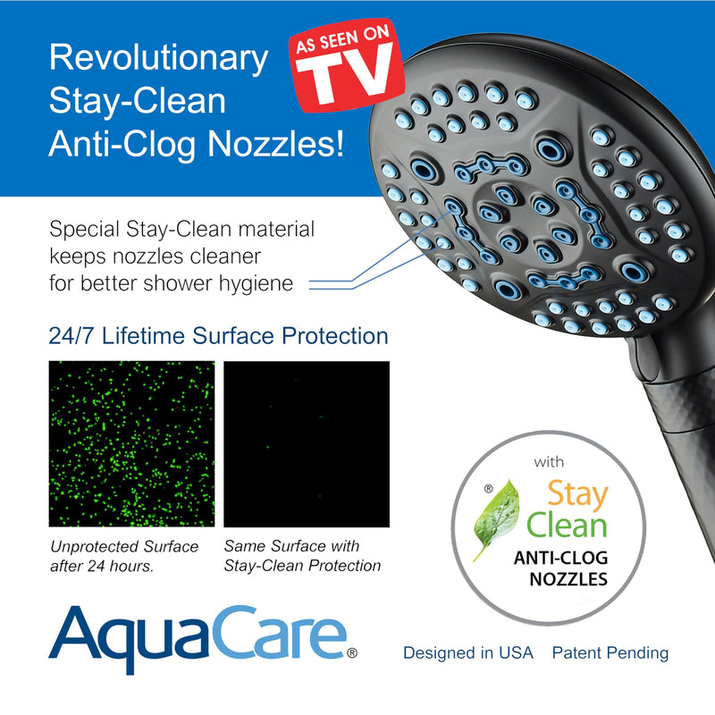 AquaCare 4X High Pressure 10-mode Filter Handheld Shower Head with Dual Power Wash - Clean Tub, Tile & Pets, Remove Chlorine, Metals & Toxins from Water to Protect Skin, Hair & Nails. Matte Black