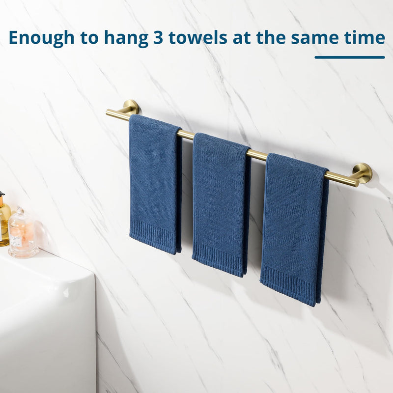 SAYAYO Towel Racks for Bathroom, 31.5 Inch Towel Bar Brushed Gold, Towel Rod Wall Mount, SUS304 Stainless Steel Towel Holder (29 Inch Total Length) 31.5" (29" Hanging Length)