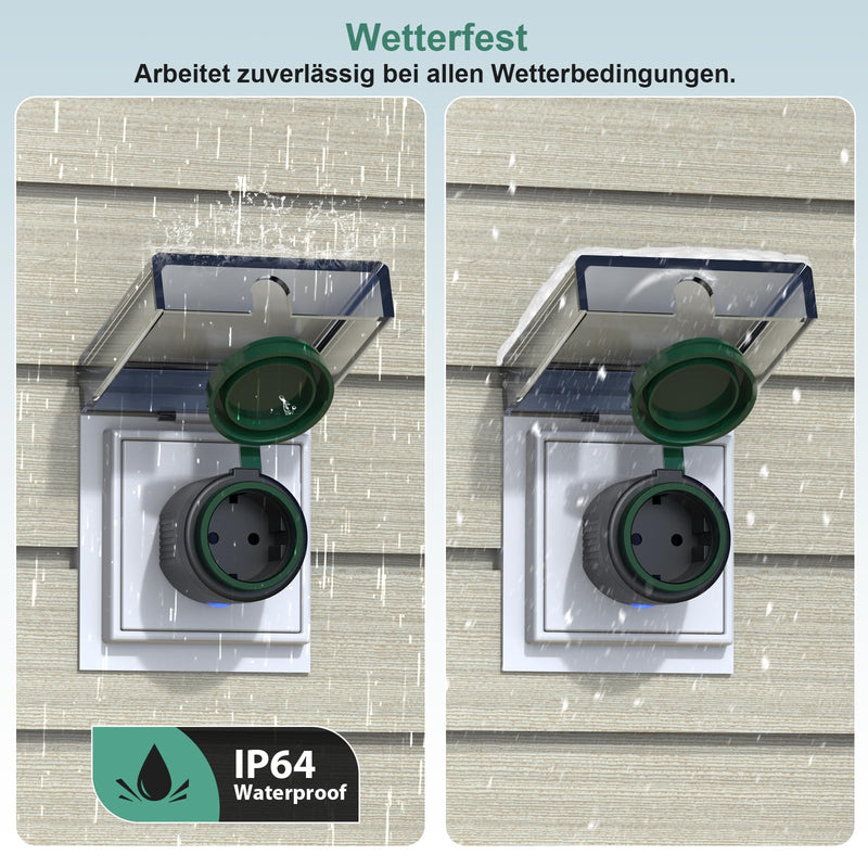 EIGHTREE WLAN Outdoor Socket, IP64 Outdoor Socket, Waterproof, 2.4 GHz | WLAN socket with current measurement, compatible with Alexa & Google Home, timer socket, app control and voice control 2.4 GHz outdoor WLAN socket