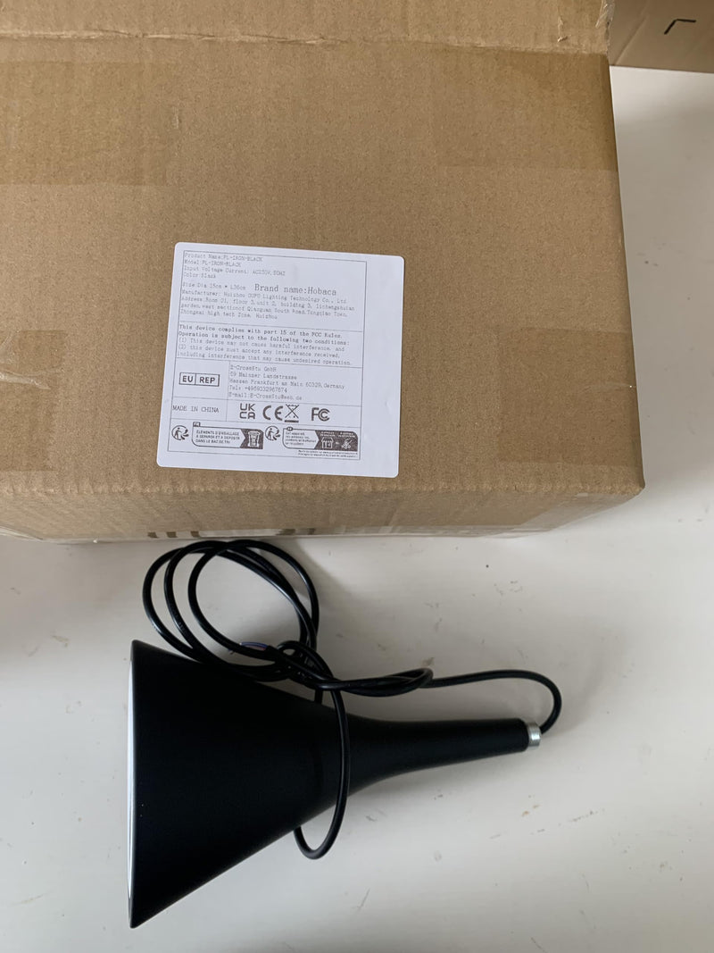 1-Light Small Industrial Kitchen Island Pendant Lights- Farmhouse Black Cone Shade, Living Room Bedroom Bedside Adjustable Hanging Ceiling Lamp with E27 Socket