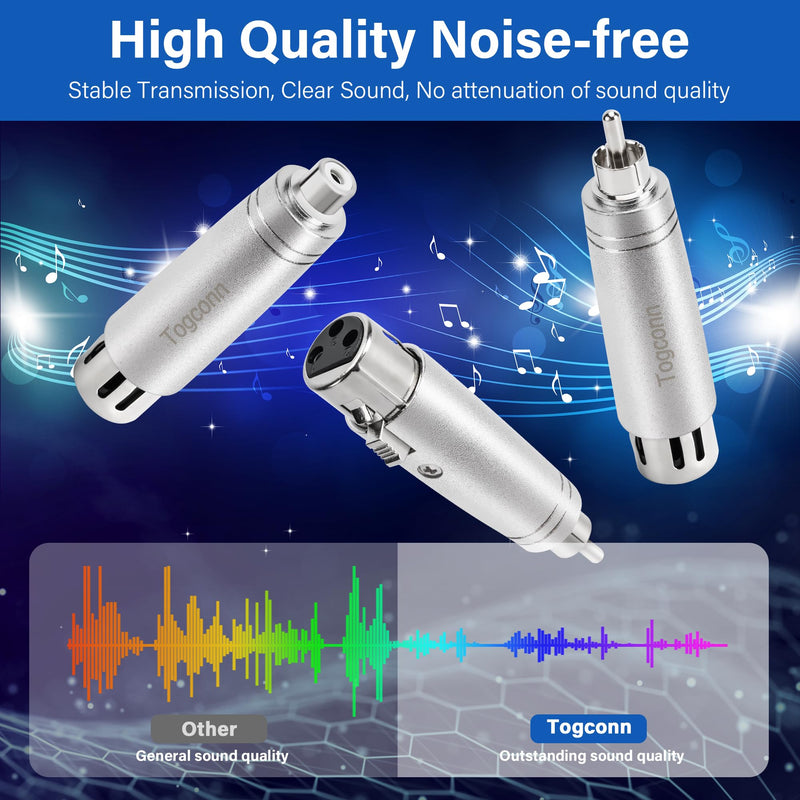 RCA to XLR Adapter 4 Pack, 1 Pair RCA Male to XLR Female Adapter and 1 Pair RCA Female to XLR Female Adapter, RCA to XLR Connector XLR Female to RCA Female & XLR Female to RCA Male