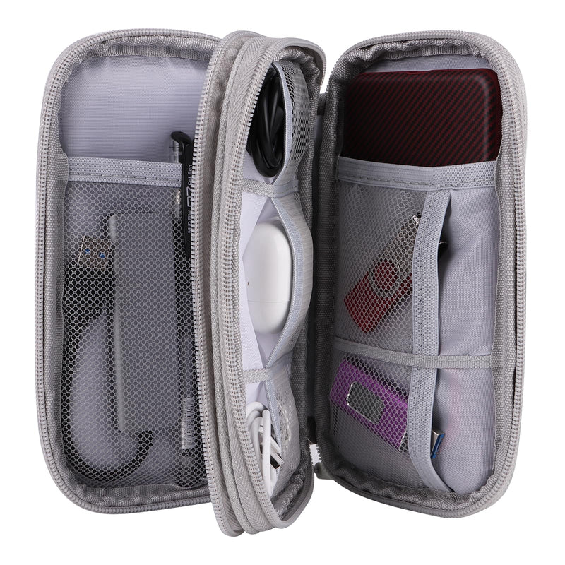 JIAKAI Travel Cable Organizer,Electronics Accessories Organizer Bag,Electronic Organizer Travel Universal Cable Organizer Electronics Accessories Bag for Cable, Charger, Phone (Double Layer -Grey) Double Layer -Grey