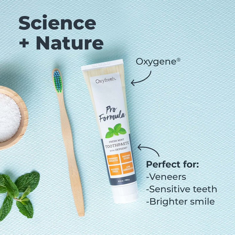 Oxyfresh Pro Formula Fresh Mint Toothpaste – Gentle Low Abrasion - Cosmetic Fluoride Free - for Bad Breath, Sensitive Teeth and Gums with Natural Essential Oils - 5.5 oz (Pack of 3) 5.5 Ounce (Pack of 3)