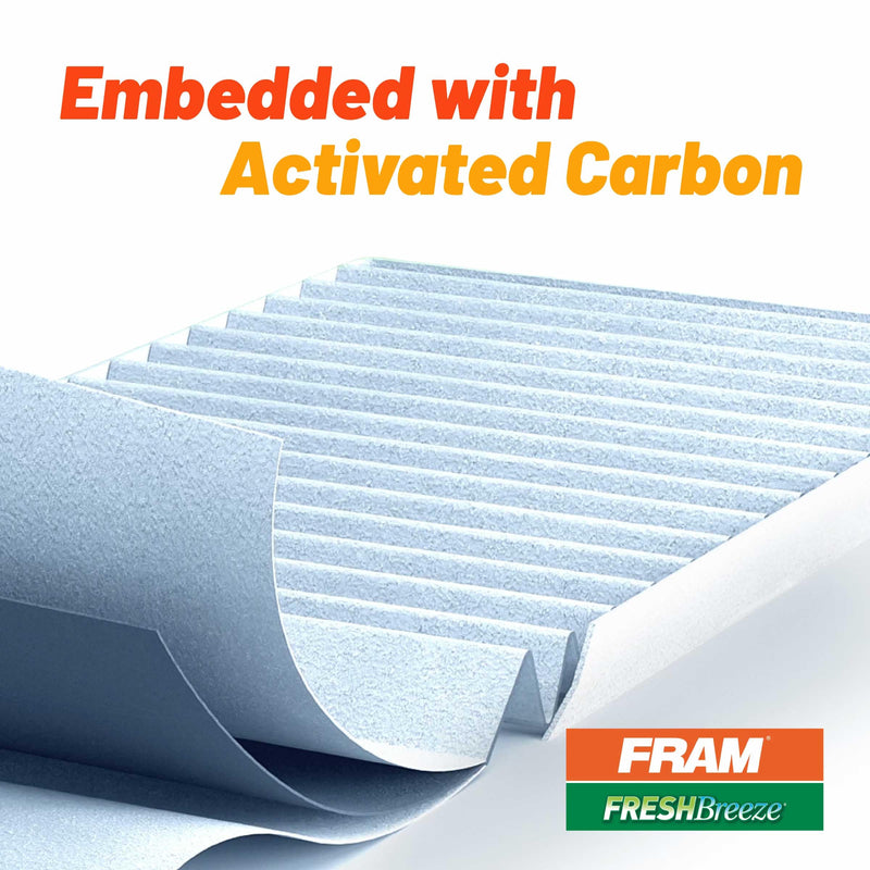 FRAM Fresh Breeze Cabin Air Filter Replacement for Car Passenger Compartment w/ Arm and Hammer Baking Soda, Easy Install, CF10134 for Honda Vehicles, white