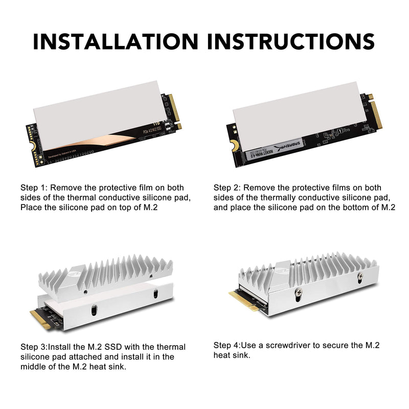 EZDIY-FAB M.2 2280 SSD Heatsink, Double-Sided Heatsink, High Performance SSD Cooler for PC/PS5 for PCIE NVME M.2 SSD or SATA M.2 SSD-Silver Silver