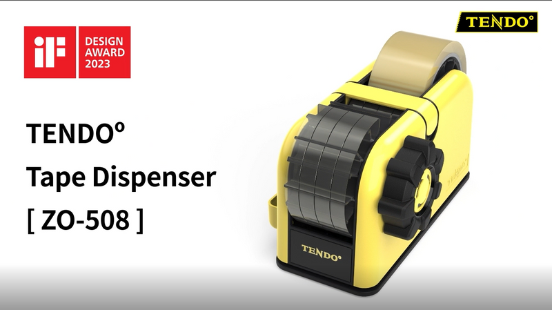 [TENDO°] TENDO Multi-Section Tape Dispenser, Custom Width Tape Cutter with 4 Cutting Sections, Built-in Safety Blade, Ergonomic Grip for Packing and Office Use, ZO-508(Black) Black