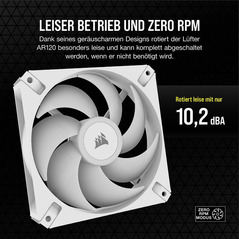 Corsair iCUE AR120 RGB Digital 120mm ARGB Compatible Fan Triple Pack - White Triple (120mm) White