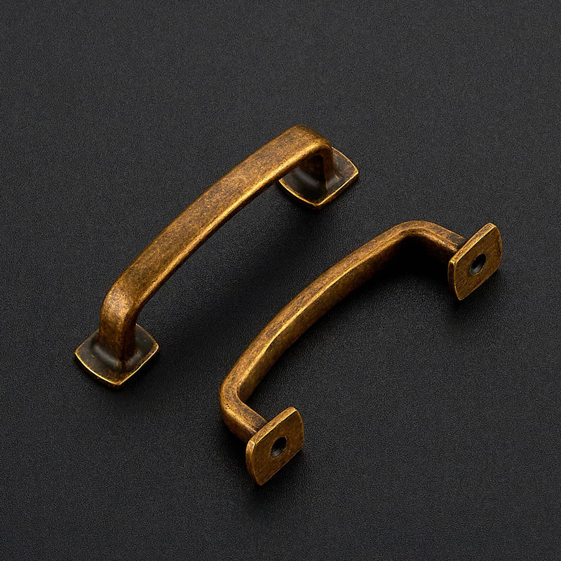 10 Pack Cabinet Handles Arch Cabinet Pulls - 3 Inch Drawer Pulls Antique Brass Kitchen Handles Curved Dresser Hardware Solid Kitchen Closet Hardware 3" Hole Center 10