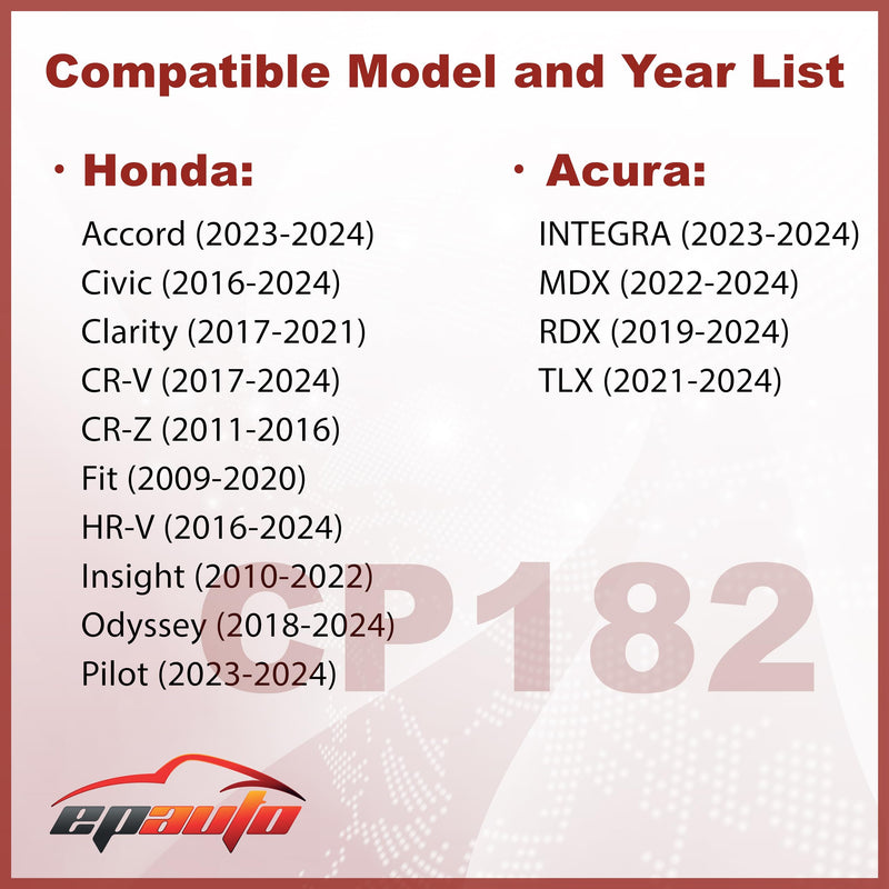 EPAuto CP182 (CF11182) Replacement for Honda Premium Cabin Air Filter includes Activated Carbon 4.7" x 2.4" x 0.5"
