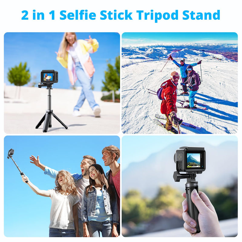 AKASO Mini Selfie Stick Tripod Lightweight Extension for Shooting Video Vlog Accessories Compatible with AKASO Action Camera EK7000/Brave 4/Brave 7 LE/Brave 7/GoPro Hero12/11/10/ 9/Max/DJI Osmo Action (22cm) Selfie Stick Tripod