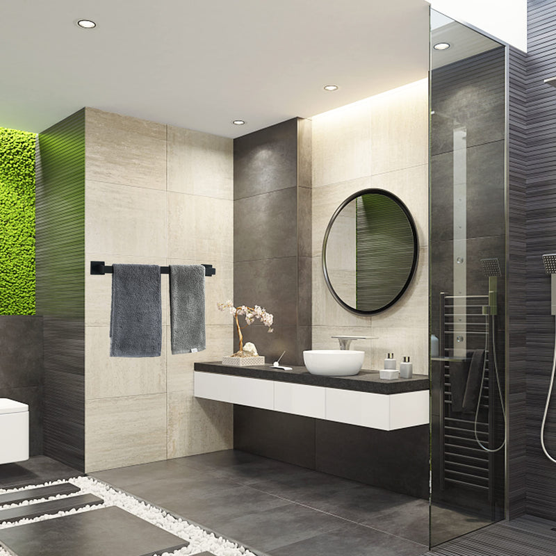 Nolimas Matte Black Bath Towel Bar Single Bars Towel Rack Rod Classic Wall Mounted Stainless Steel Bathroom Towel Bar Toilet Kitchen Towel Shelf Single Layer, 24inch 24 inch