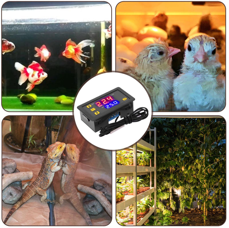 Temperature controller W3230 DC 12V 2 pieces: digital temperature controller temperature switch, digital thermostat digital display thermostat for heating cooling aquarium incubator terrarium