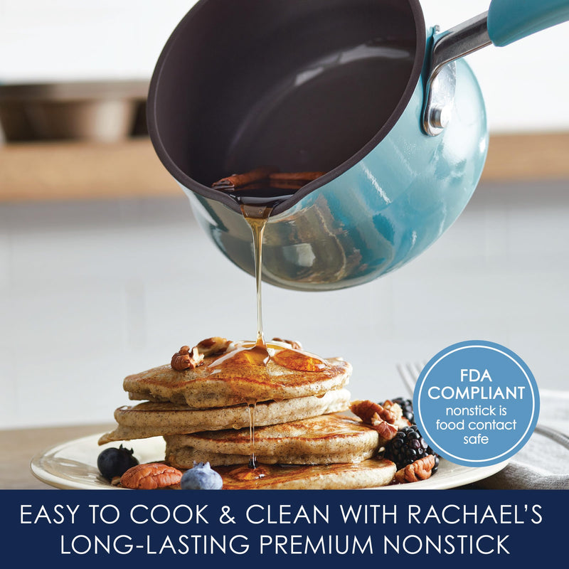 Rachael Ray Cucina Nonstick Butter Warmer, Hard Porcelain Enamel Aluminum, 0.75-Quart, Agave Blue - 16346 0.8 Quarts