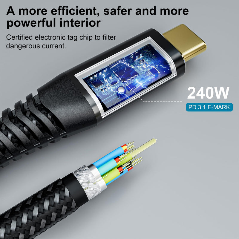 USB c Video Cable, 3.3 ft - 240W Charging, 40Gbps Data & Video Transfer, Supports 8K Resolution, Compatible with Thunderbolt 4/3 MacBook Pro, Docking Stations, USB 4 & 3.2 Gen 2 Devices 40Gbps DATA TRANSFER cable-1M/3.3ft