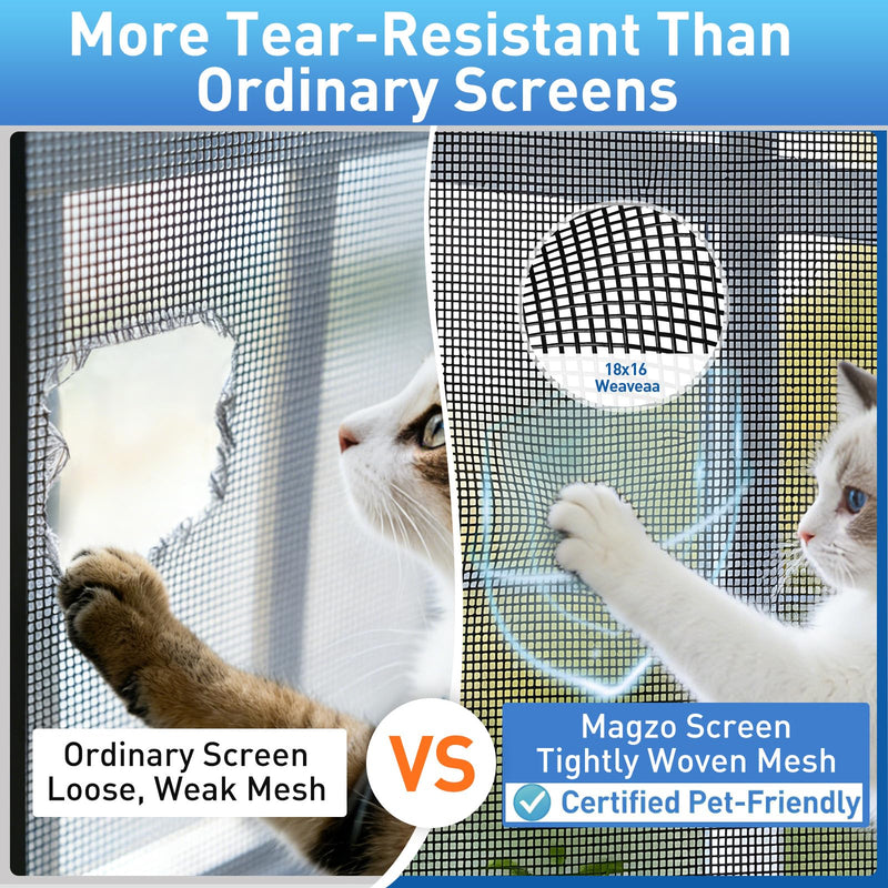 MAGZO Window Screen Replacement Mesh 59"W x 196"L - Pet Resistant Premium & Durable Polyester Screen Door Mesh, Allows Fresh Air in, DIY Repair Kit Includes Tool for Sliding Doors,Windows,Patio, Gray 59 X 196 Inch