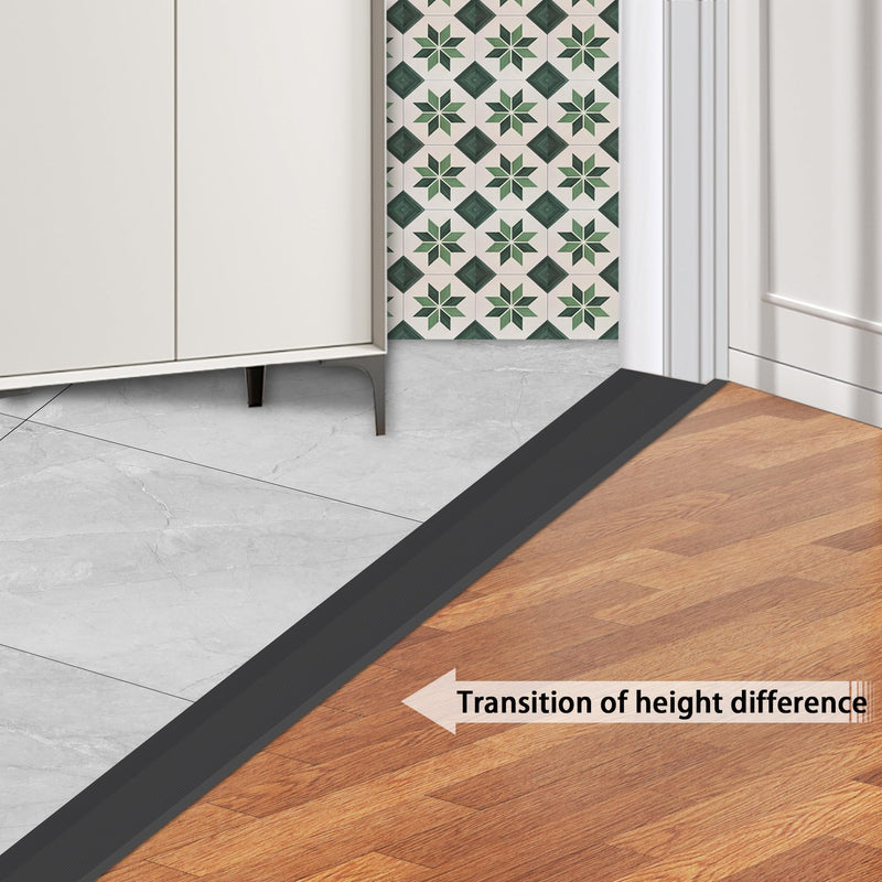Gaahing Aluminum Floor Transition Threshold Strip, Bridge the Height Gap Between 0.3 to 1.6 inches for Doorway Ramp (35.4in x 3.9in, Matte Black) 35.4in x 3.9in, Matte Black