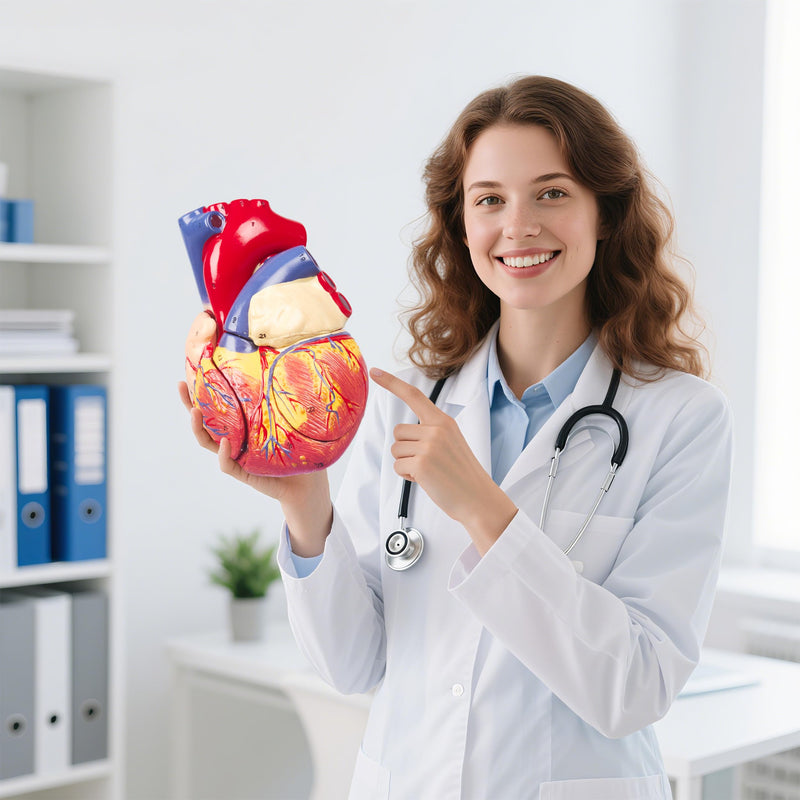 2X Enlarged Anatomical Heart Model - 4-Part Human Heart Model with 49 Anatomical Structures - Heart Medical Model with Magnet Held & Number Manual for Classroom and Cardiology Study 2X Enlarged 49 Anatomical Structures Model