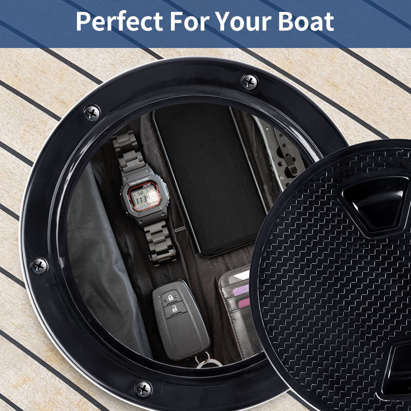 Smartmarine Boat Hatch Black 4" 6" 8" Round Non Slip Inspection Hatch w/Detachable Cover for Marine Boat Yacht 6"