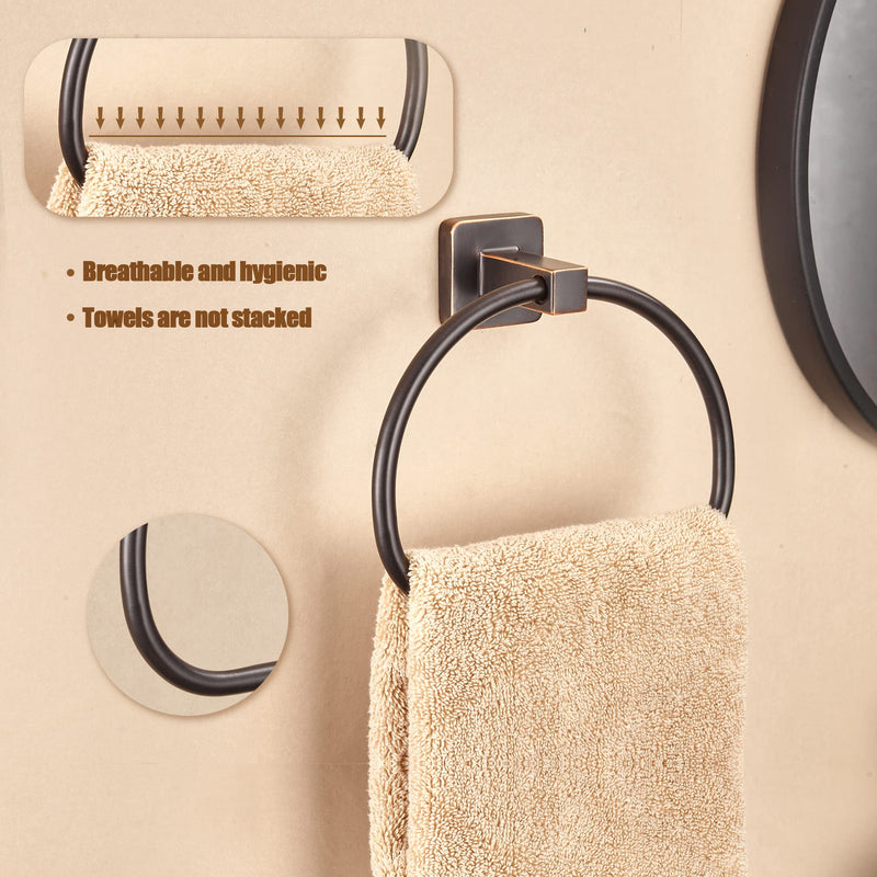 WOLIBEER Bronze Towel Ring,Bathroom Hand Towel Holder Wall Mount,Oil Rubbed Towel Rack Rustic Towel Hanger ORB Farmhouse Bathroom Accessories